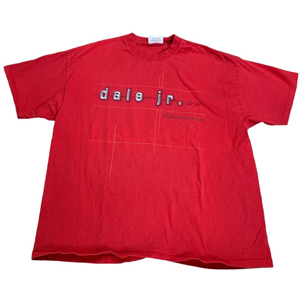 Nascar Racing Dale Jr Budweiser Short Sleeve Graphic Tee Shirt T-Shirt Large